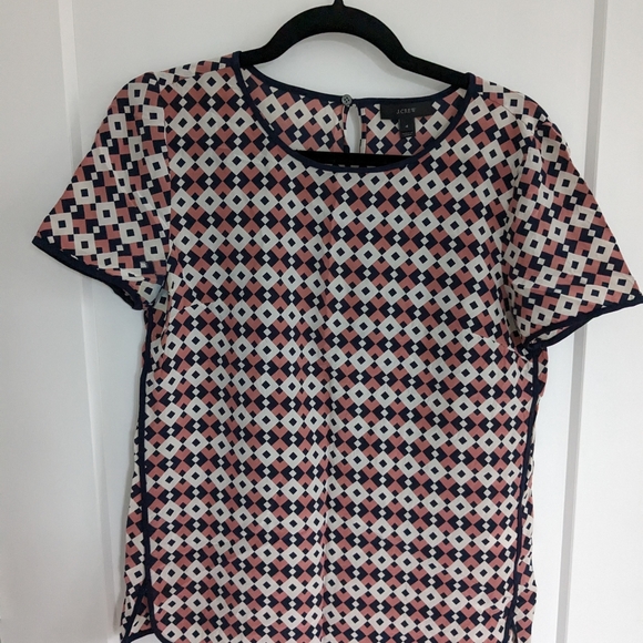 J. Crew Tipped Silk Tee in Diamond Tile - Picture 4 of 4
